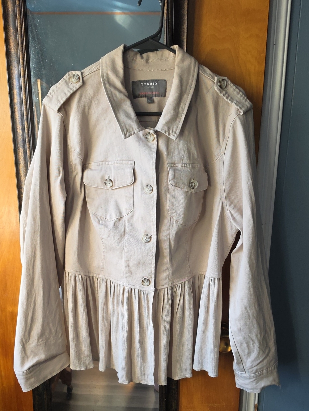 Torrid Cream Utility Peplum Jacket